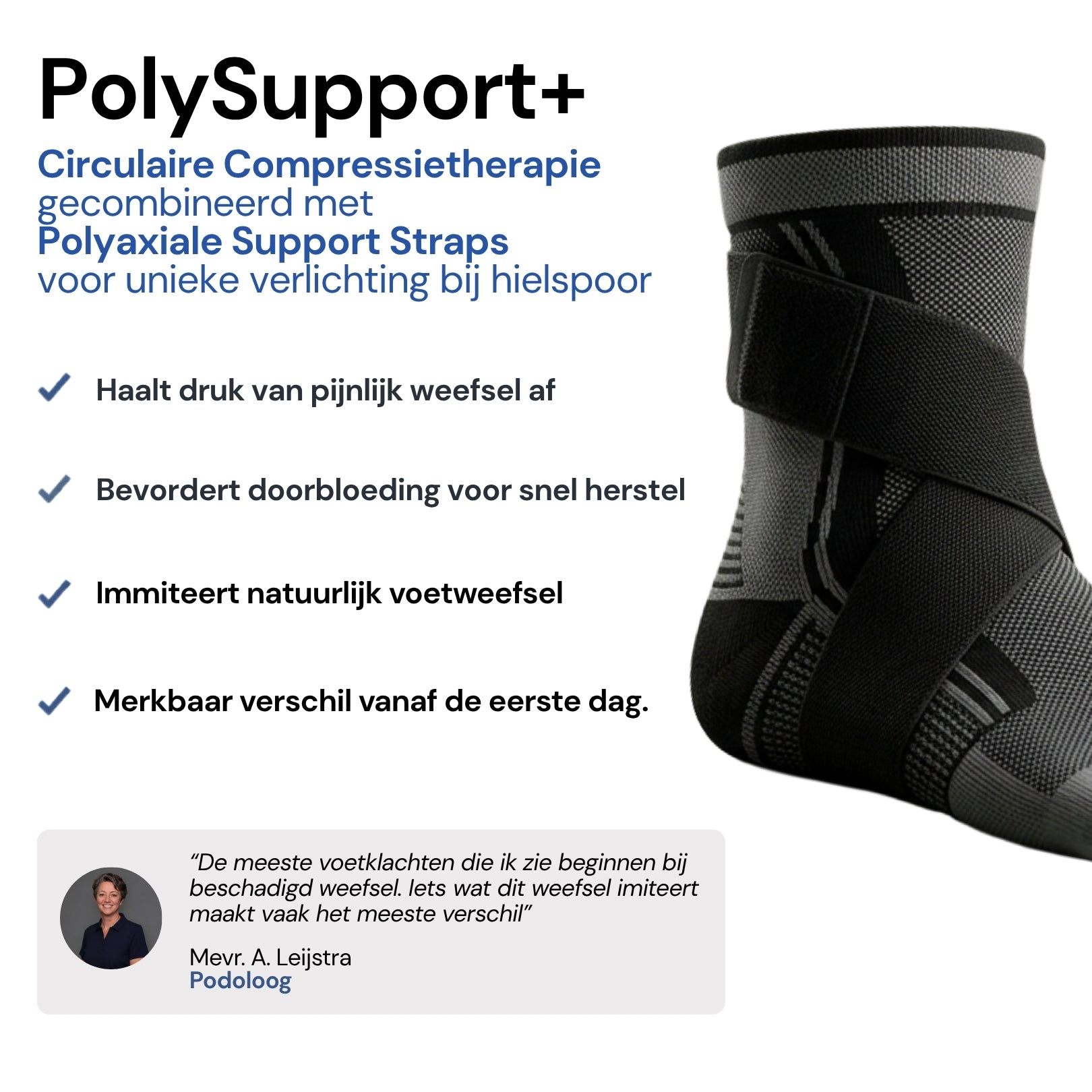 Compressiebrace met Support Straps tegen hielspoor